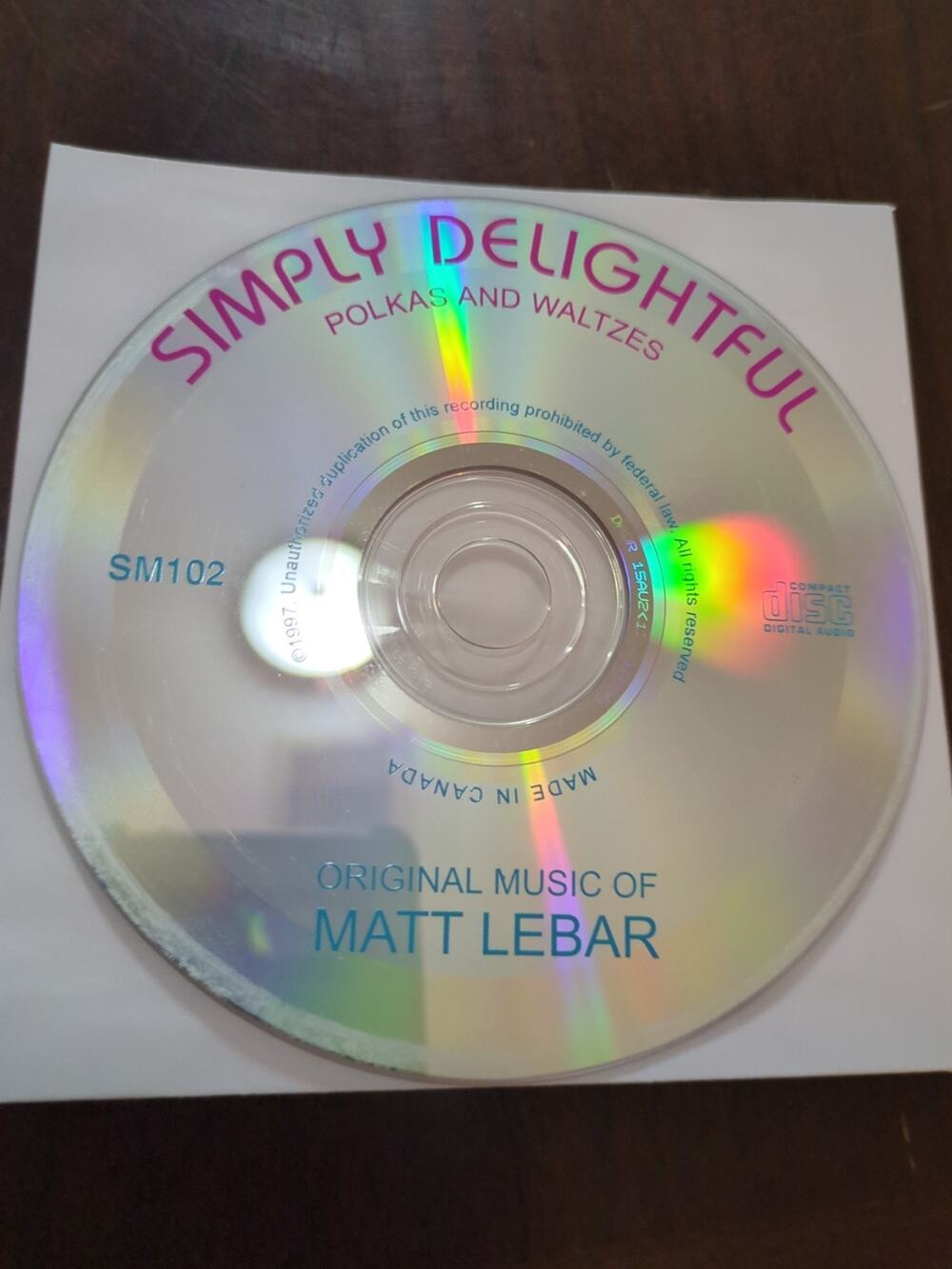 simply delightful pokers and waltzes original music of Matt lebar disc only